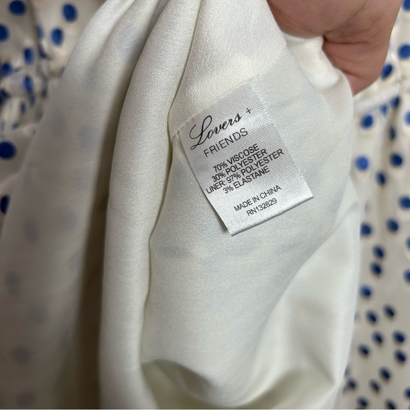 Lovers + Friends Blue & White polka Dot Stretchy Dress EUC SZM - Picture 7 of 7